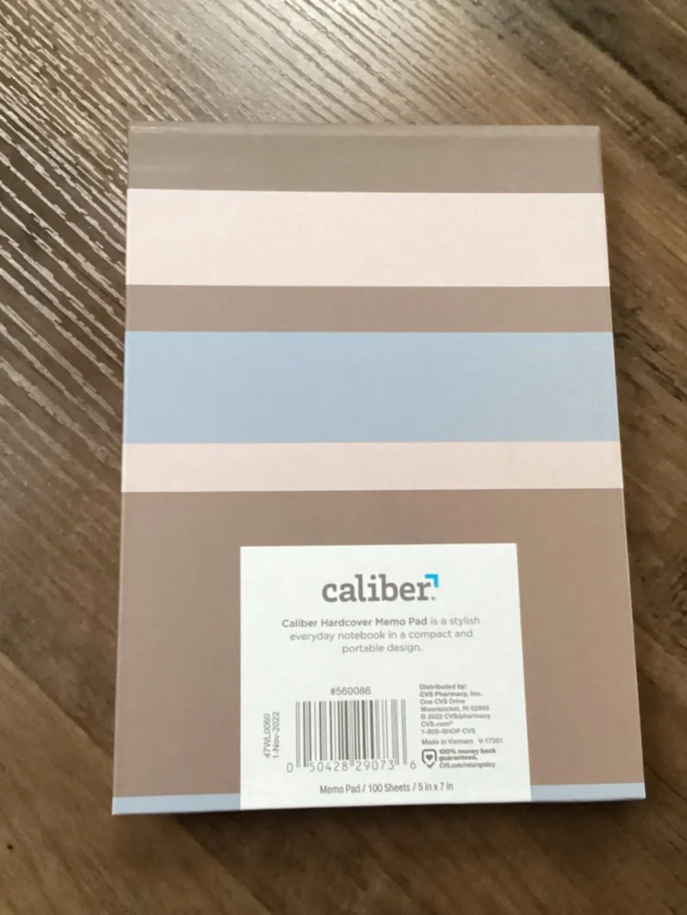 Caliber Hardcover task notebook with a striped pattern New